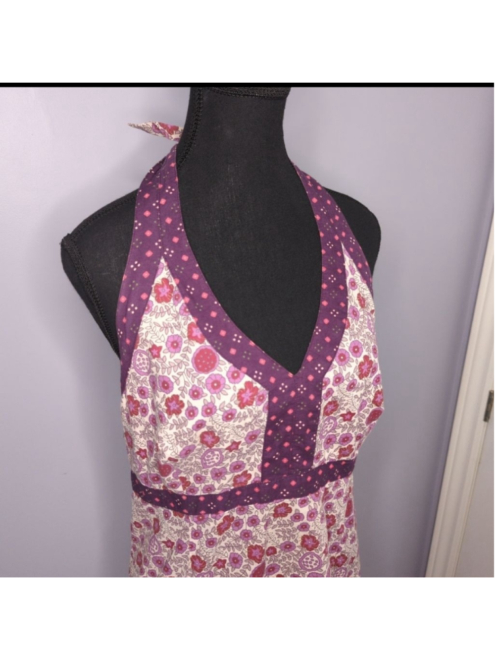 Gap Vintage Y2K Floral Boho Halter Dress Sz 10 Cottagecore - Picture 3 of 11